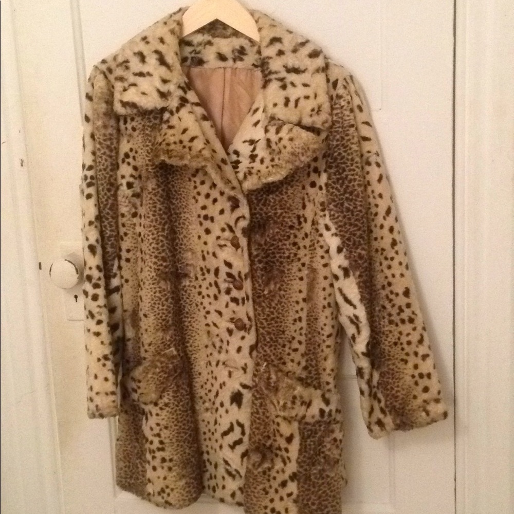 Vintage faux fur cheetah leopard print coat 12